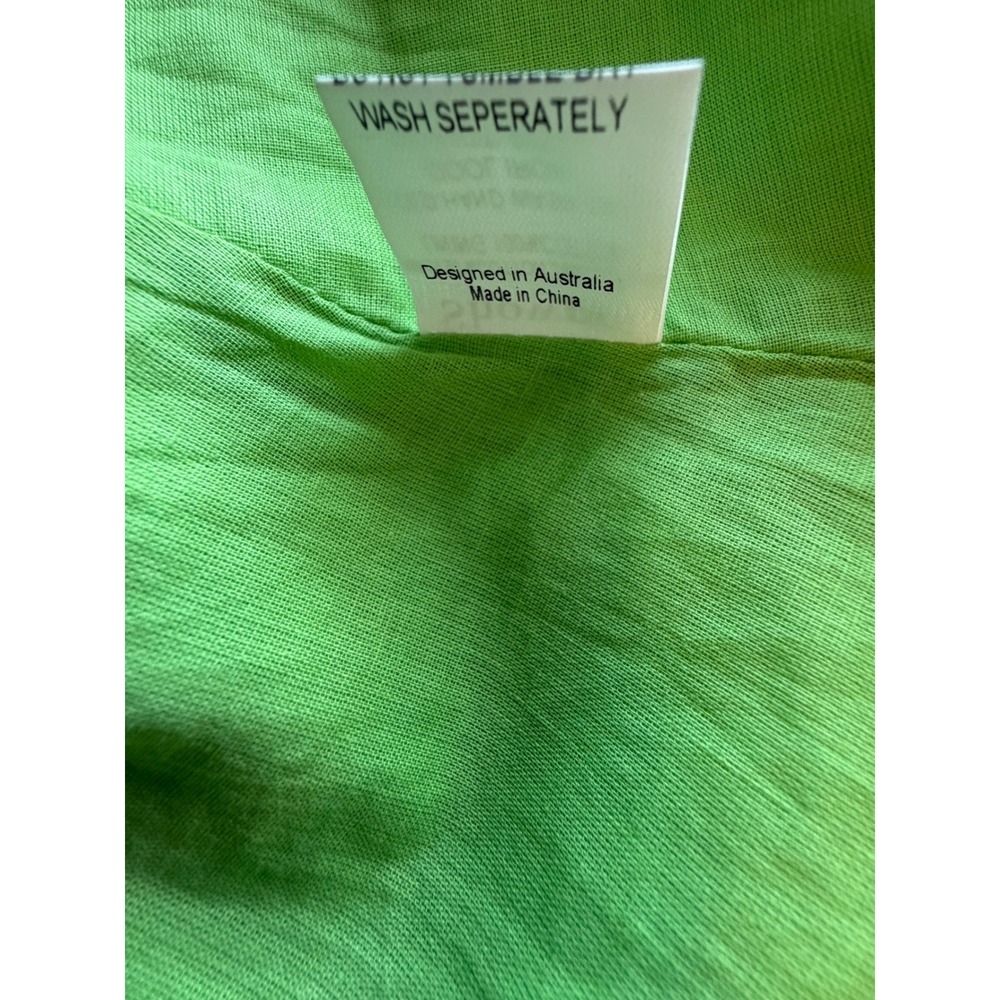 Showpo Lime Green Puff Sleeve Wrap Mini Dress Size 12 V-Neck Cotton Blend - Picture 7 of 7